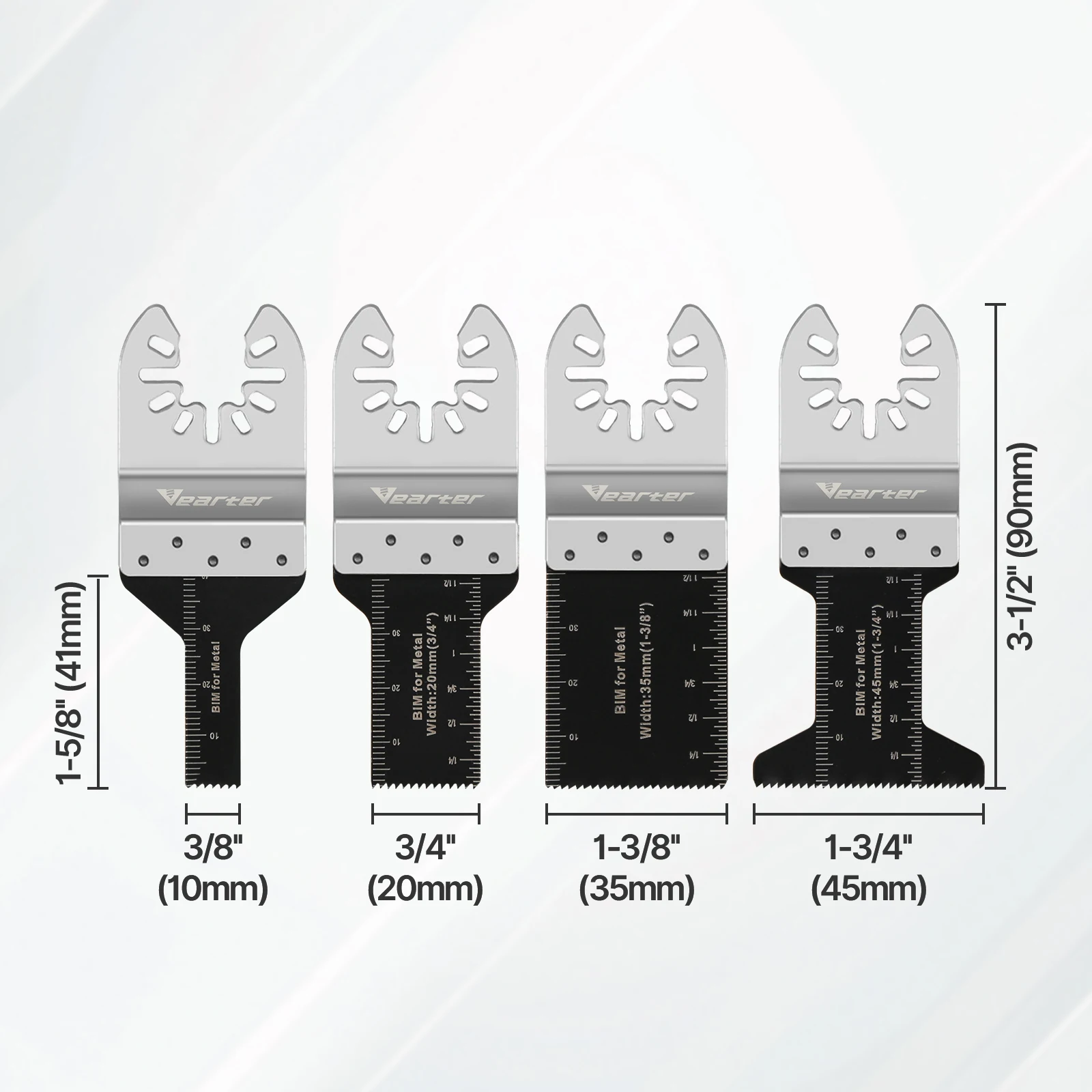 Vearter 4 Stuks 10/20/35/45Mm Bi-Metalen Oscillerende Tool Zaagbladen Voor Metal hout Ijzeren Nagels Gipsplaat Snijden