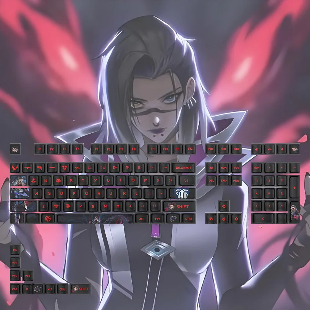 

Valorant keycaps Full Set ASA Profile Standard PBT Dye Sub Keycaps Game keycaps Mx Switch keycaps Light Black/White Translucent