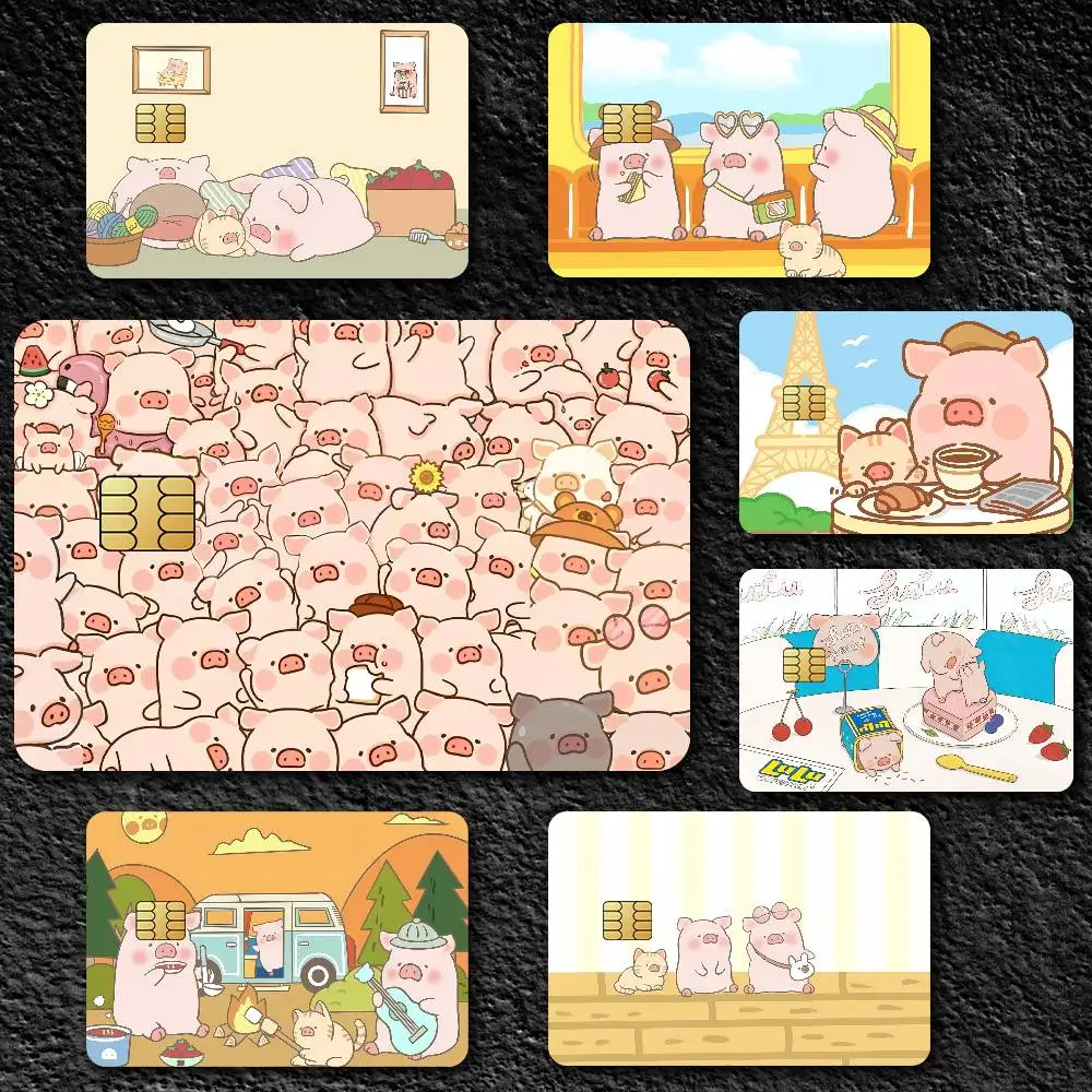 Cute L-Lulu The Piggy Credit Card Skin Stickers For Bank Card Bus Metro Card Sticker Waterproof Gift