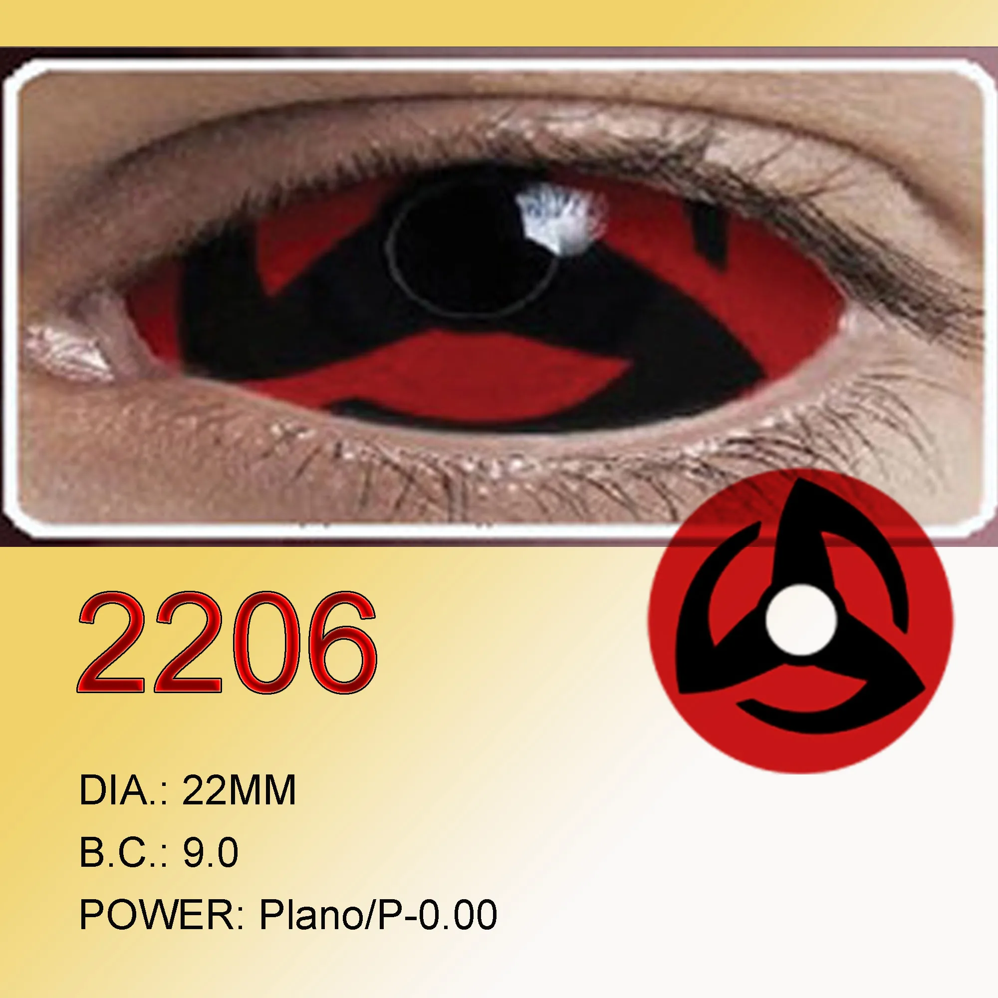 22mm Red Sclera Soft Contacts Lenses Plano Halloween Ninja Anime Glasses for Women Men Accessories CL2210