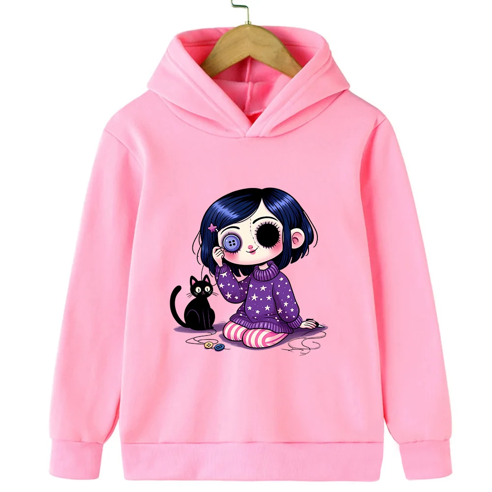 

Coraline Children Hoodies Girl Boy Kids Movie Kawaii Pullover Fashion Cartoons Casual Clothes Kid Tops Sweatshirts