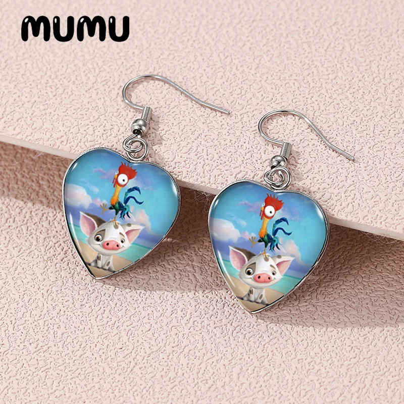 2024 New Moana Pua Dangle Earring Heart Shaped Earrings Handmade Glass Dome Jewelry Gifts Fans