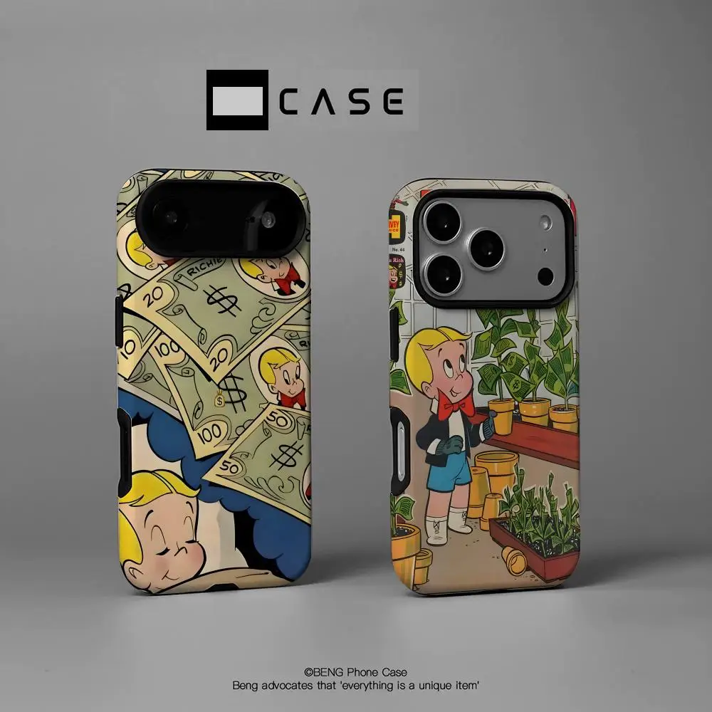 Funda de Teléfono con Diseño de Richie Rich, Nueva para iPhone 17 16 15 14 13 12 11 Pro Max X XR XS Max Plus, Carcasa Rígida de PC con Acabado Brillante