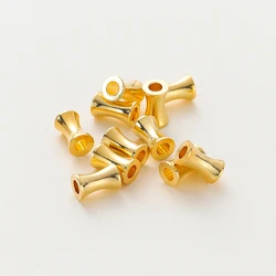 20Pcs Length 5-10mm 14K/18K Gold Color Plated Brass Bamboo Joint Shape Spacer Beads End Bead for DIY Jewelry Making Supplies