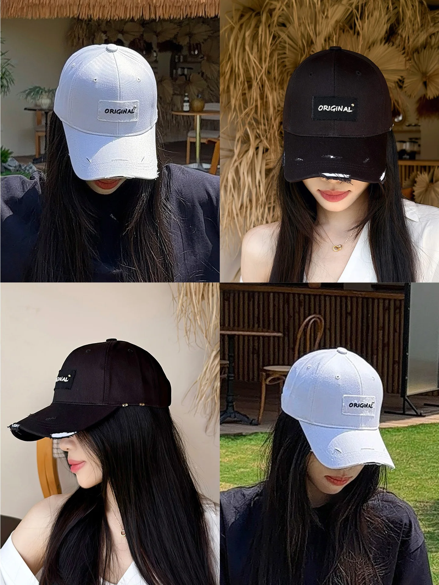 stylish-baseball-cap-women's-spring-summer-sun-protection-hole-design-super-beautiful-korean-version-casual-cotton-hat