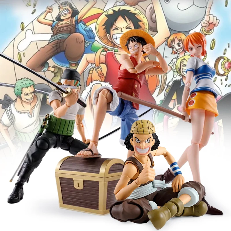 

Bandai One Piece Romance Dawn Action Figure Monkey D Luffy Nami Roronoa Zoro Usopp S.H.Figuarts SHF Anime Figure Collection Toy