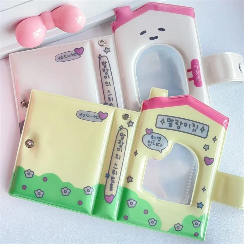 Sweet Cute House Shape 32 Card Slots Card Book Portable Card Album Idol Photo Display Storage Album Portable Card Sleeves Gifts