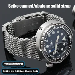 Luxury Shark Milan Mesh Watchband For Seiko No. 5 Water Ghost Abalone Diving Canned Stainless Steel Watch Strap Men 20 22mm 24mm