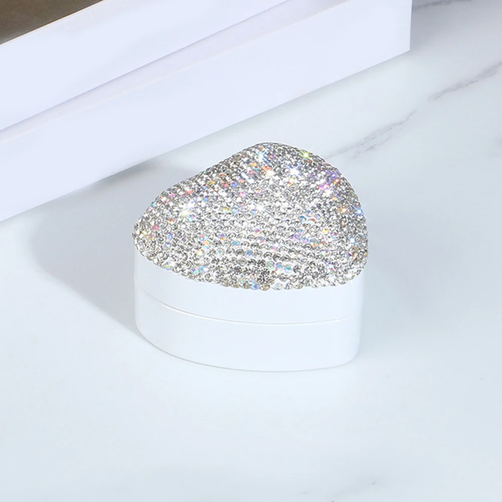 

Sparkling Rhinestone Heart Jewelry Box Wedding Engagement Ring Display Storage Case Anniversary Proposal Gift Jewelry Display
