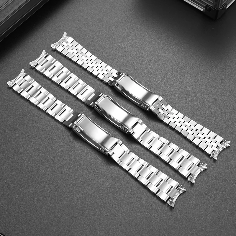 19mm Curved End Watchband Brushed Stainless Steel Jubilee Oyster Watch Strap For SEIKO Skx5 Sxns80 Snxs79 Snxs79k Snxs77k Snxs73