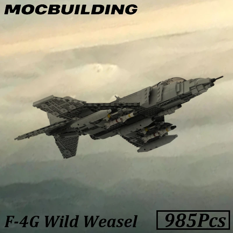 

F-4G Wild Weasel Model Warfare Aircraft Display MOC Building Blocks Bricks DIY Blackbird Toys Gifts Construction Present