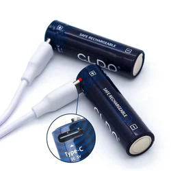 2pcs/lot 1.6V AA Ni-Zn rechargeable battery 1800mWh USB Ni-Zn battery with TYPE-C charging cable suitable for toy door locks