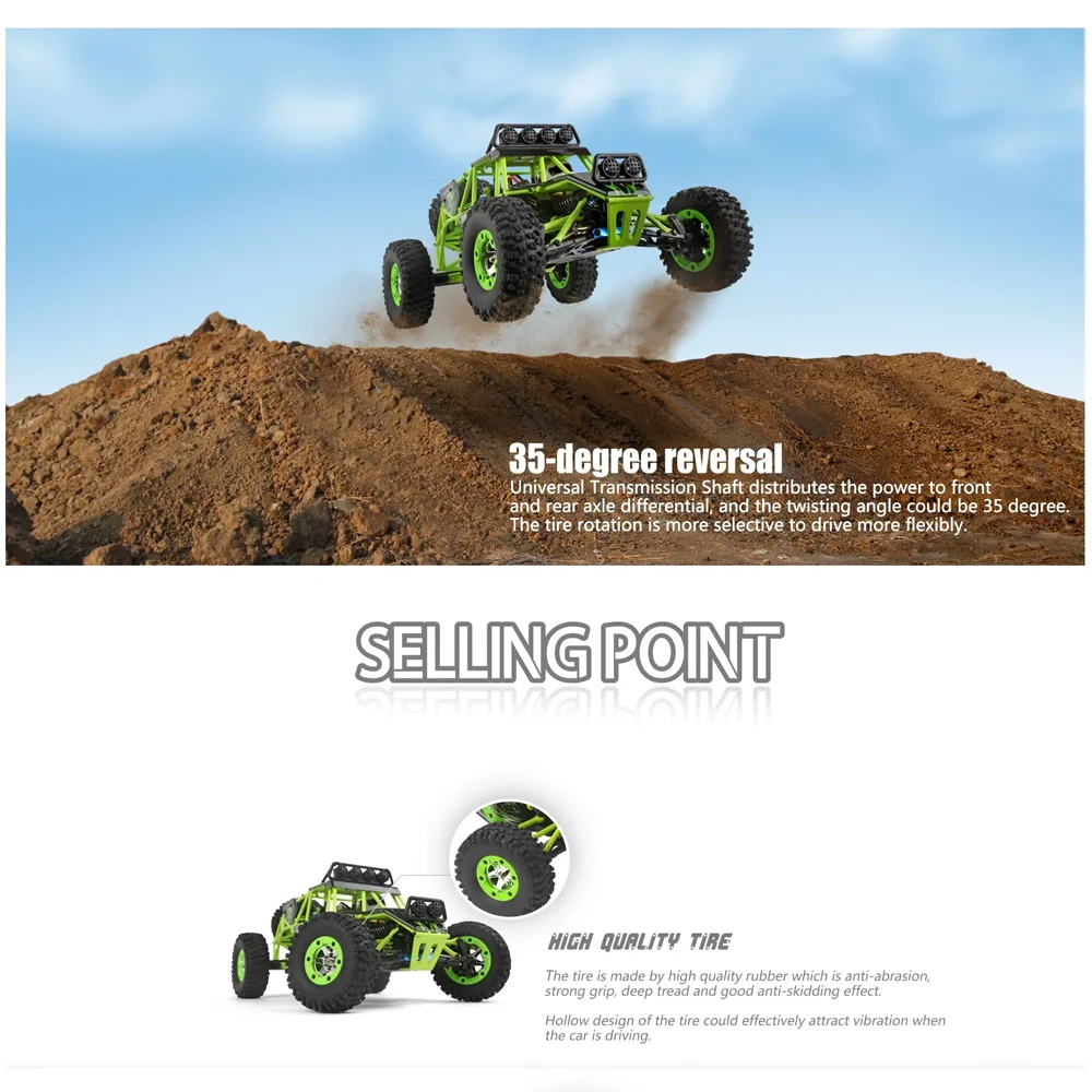 Wltoys 12428 1/12 RC Car 2.4G 4WD Electric Brushed Racing Crawler RTR 50km/h High Speed RC Off-road Car Remote Control Car Toys