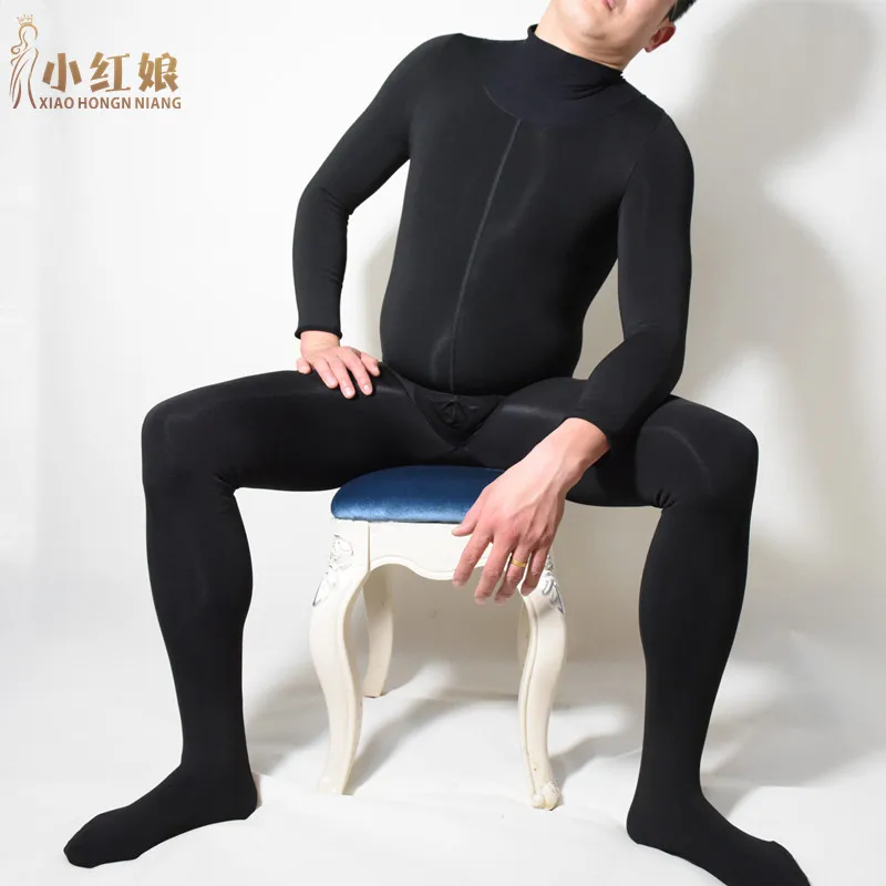 Winter men's piece socks thickened warm belt jj set sexy one body tight open file plus  body clothing men