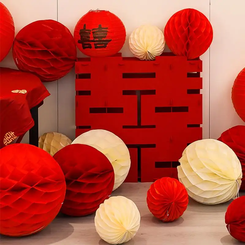 

Свадебный декоративный набор: колонна из сотовых шаров, цветочная арка, бумажные фонарики, украшение для стены с именами жениха и невесты для комнаты невесты