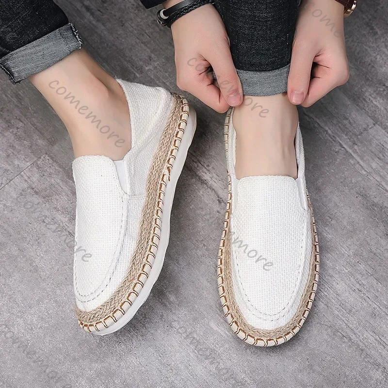 Comemore New Fashion Men's Canvas Shoes Spring Summer Causal Male's Footwears Comfort Breathable No Slip Loafers Outdoor Sneaker
