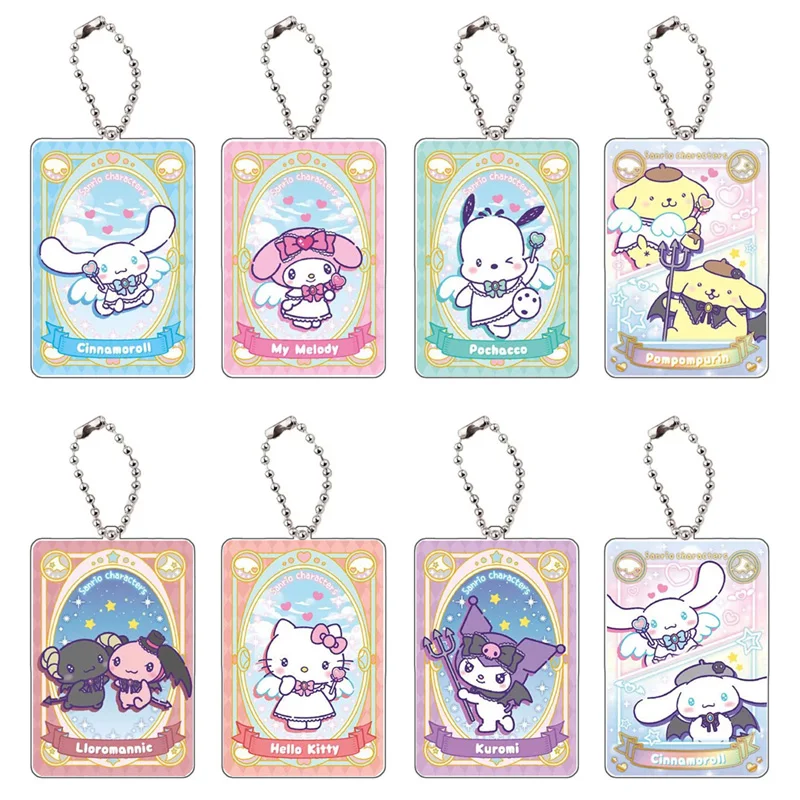 Sanrio Characters Trading Card W#7 Series Acrylic Keychain Anime Kawaii Cinnamoroll MyMelody Hello Kitty Key Accessories Pendant