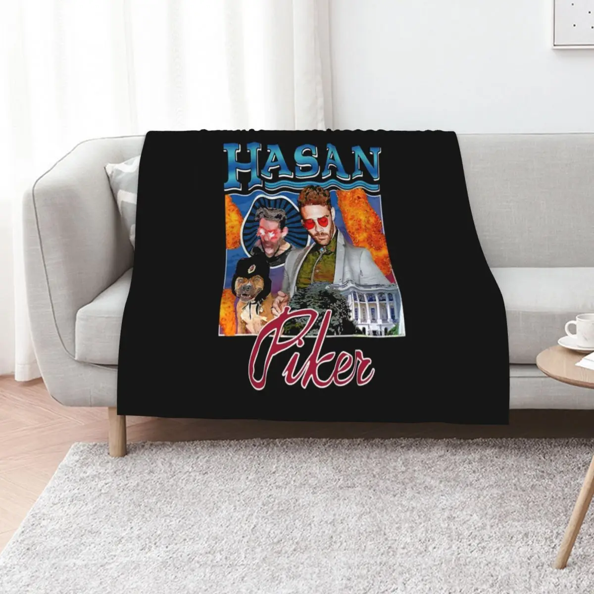 Vintage Hasan Piker Journalist Awesome Game Throw Blanket Kid'S Decoratives Bed covers cosplay anime blankets ands Blankets