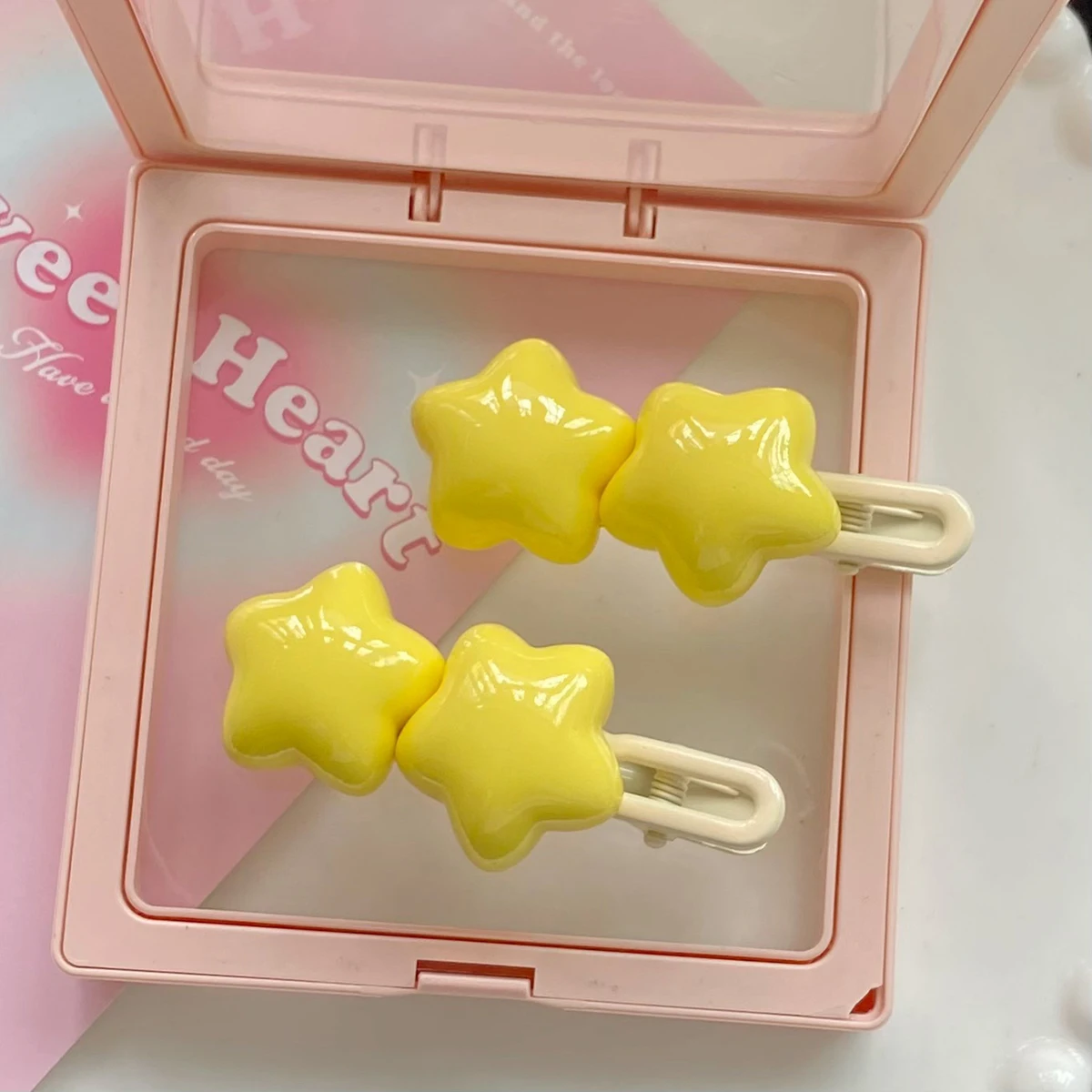 1Pcs New Solid Yellow Star Hair Clip Alloy Barrettes Star Hairpin Duckbill Clip For Girls Women Accessories