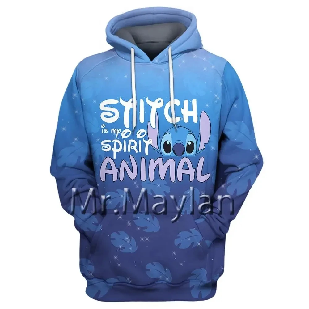 Sudadera con capucha de anime stitch disney para homens e mulheres, tops estampados em 3D, informal infantil, estilo rua, primavera, 20