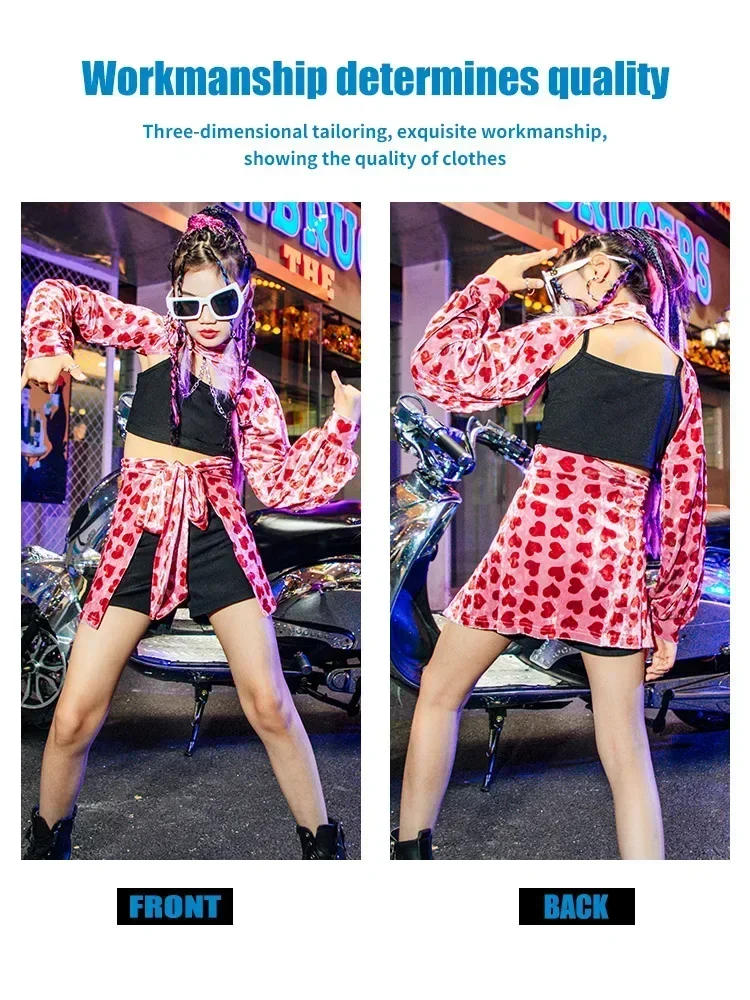 ZZK-PoP Clothes Kids Jazz Dance Fashion Costume Spice Girls Set Girls Fashion Show Costumes Kids Street Dance Girls Cool Clothes