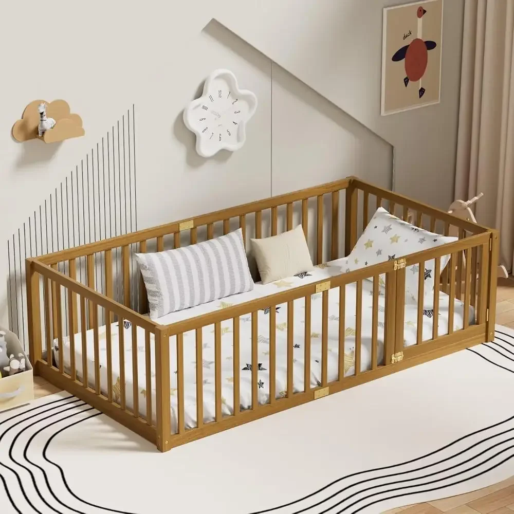 

Twin Size Solid Wood Multifunctional Storage Bed for Kids, 21.6 High, Door Included, Suitable for Boys and Girls