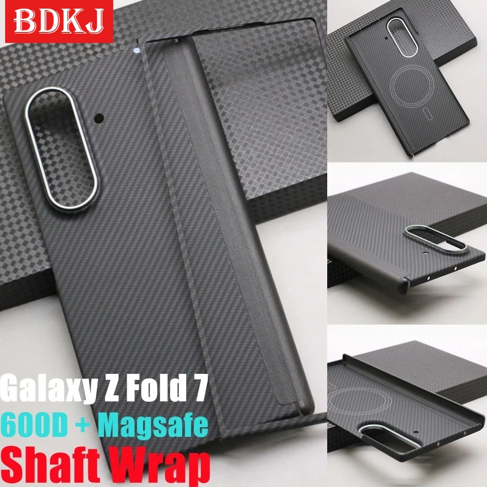 

600D Magsafe Kevlar Real Carbon Fiber Case for Samsung Galaxy Z Fold 7 Rotation Shaft Wrap Aramid Fiber Wireless Charger Cover