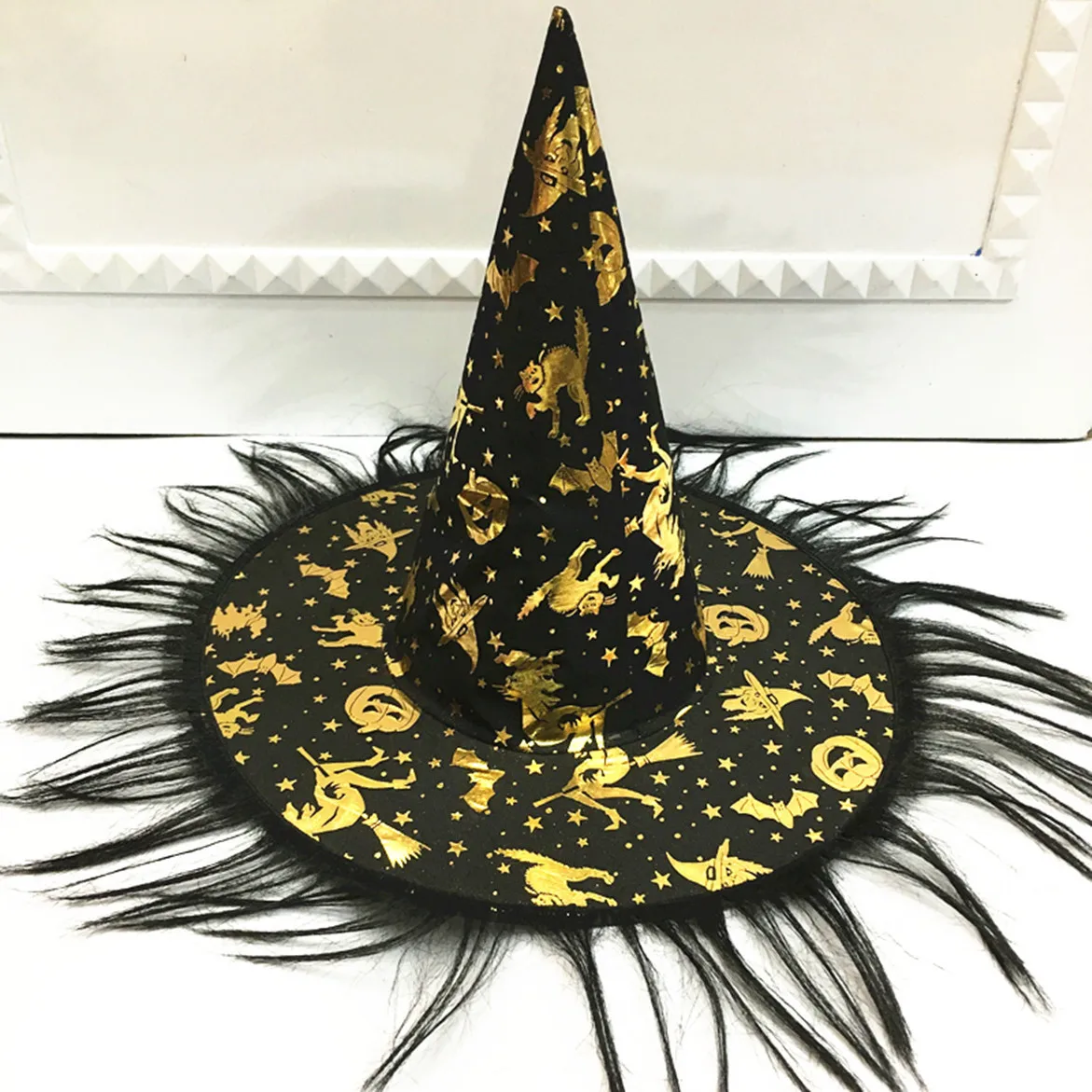 New Halloween Hat Masquerade Dress Up Party Witch Hat For Adult Kids Witch Hair Witch Pumpkin Gilded Hat Halloween Props