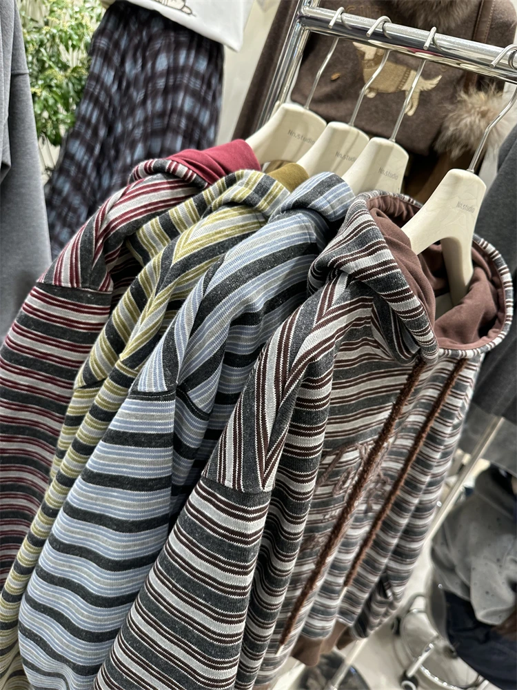 Colorblock المشارب المرأة البلوز جديد الخريف الشتاء رشاقته الصوف قناع السترة أعلى خطابات التطريز طويلة الأكمام هوديس