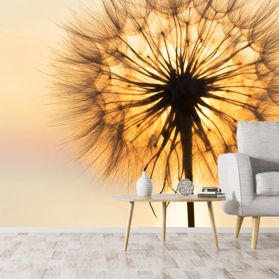 

Removable Custom Accepted Floral Photo Murals Wallpapers for Living Room Wall Papers Home Decor Dandelion Sofa Background Rolls