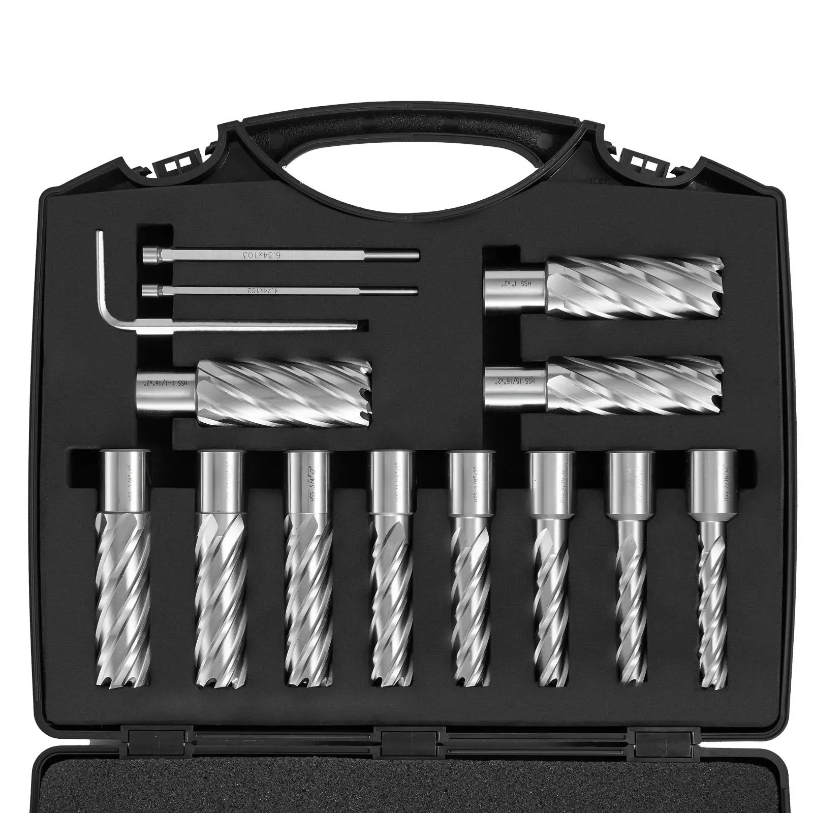 13 Piece Annular Cutter Set for Magnetic Drill 7/16 to 1 1/16 Inch Cutting Diameter 2 Inch Cutting Depth M2AL HSS Core Drill Bits with 2 Pilot Pins Hex Wrench and Storage Case
