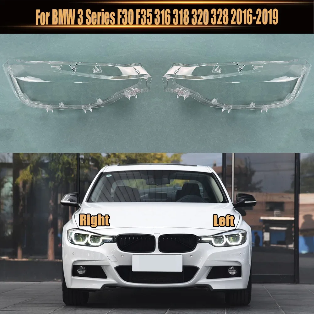 

For BMW 3 Series F30 F35 316 318 320 328 2016-2019 Headlamps Transparent Lampshades Lamp Light Lens Glass Shell
