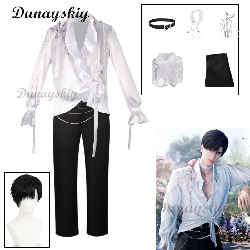 

Game Love and Deepspace Zayne Flower Shirt Pants Cosplay Costume Wig Fragrant Possession Uniform Halloween Party