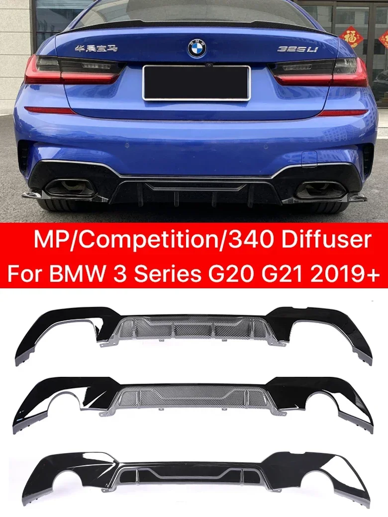 

For BMW 3 Series G20 G21 Rear Bumper Diffuser M Tech M Sport Body Kit MP Competition Diffusor M340i 325i 2019 2020 2021 2022