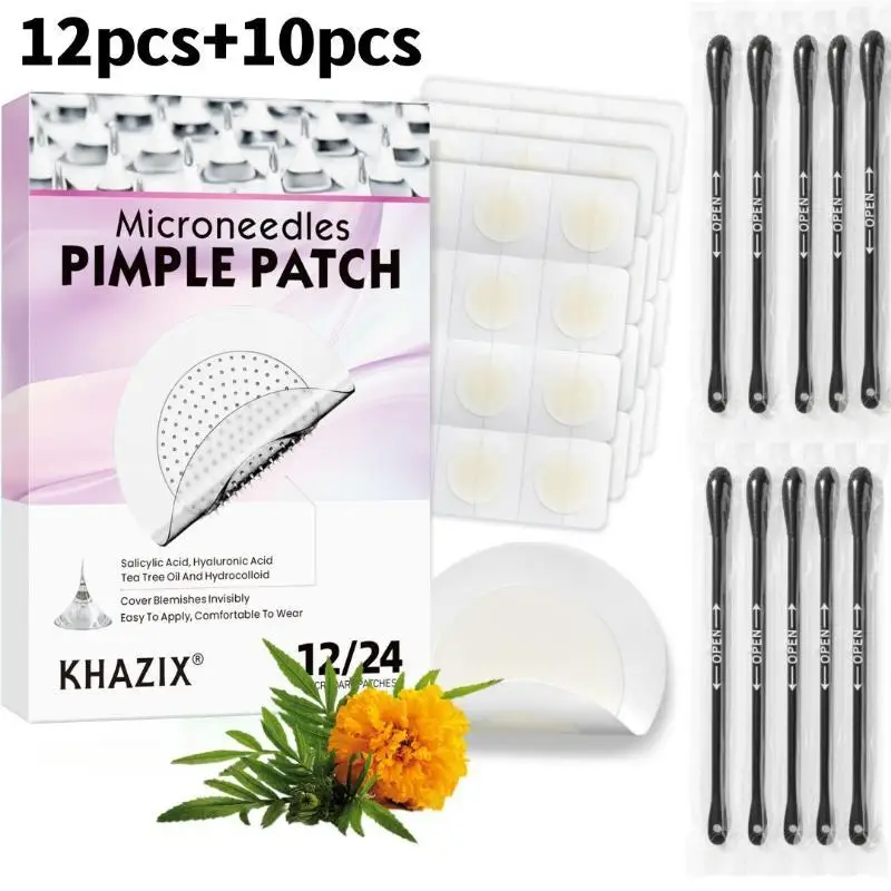 12PCS Micropoint Pimple Patches Hydrocolloid Micro Needle Acne Patches for Teen Skincare Stubborn Blemish Removal