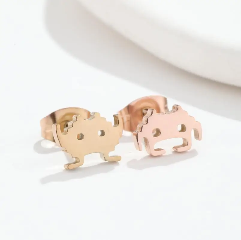 SMJEL Tiny Space Earrings Stainless Steel Extraterrestre Small Stud Earrings for Women Hollow Universe Cancer Jewelry Party Gift - view 4
