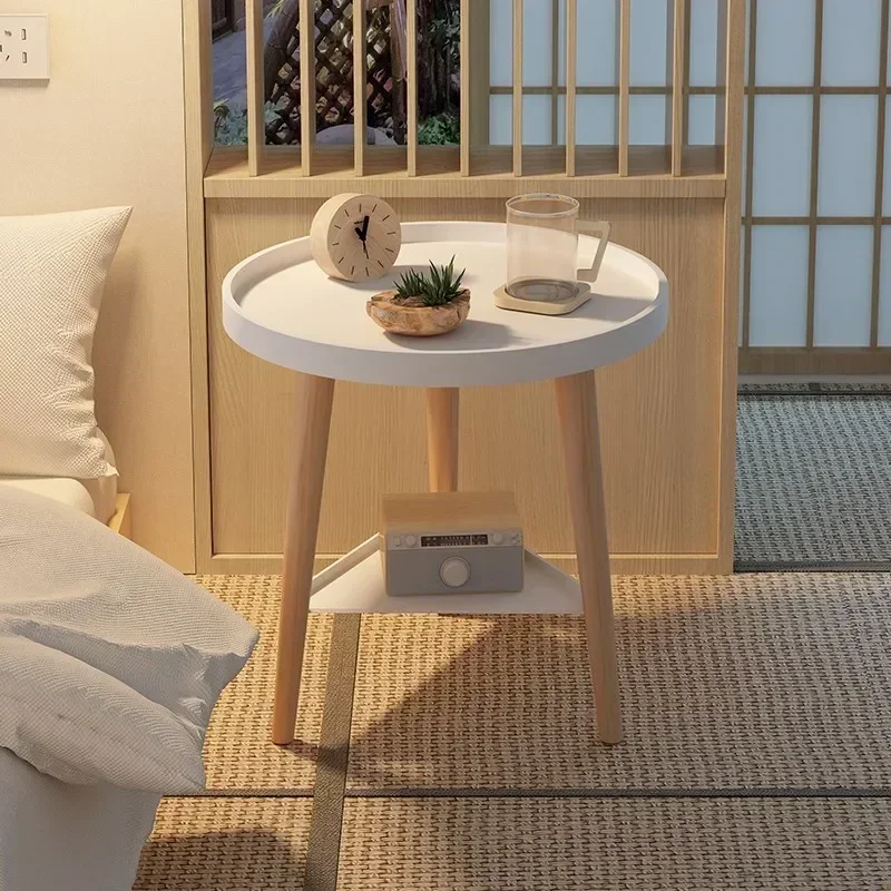 Multi-functional Small round table small apartment bedside table bedroom coffee table rack