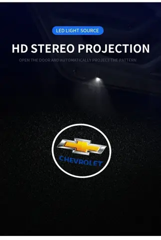 2pcs LED Car Door Projector Light Fit Chevrolet Silverado Impala Malibu Equinox Cruze Camaro Cavalier Blazer Spark TrailBlazer