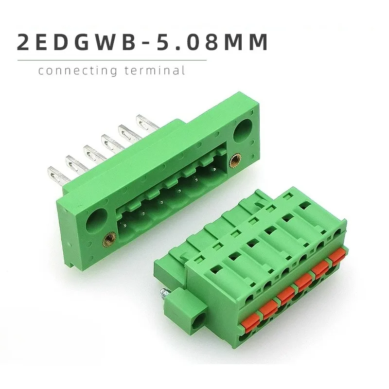 5Pairs 2EDGAM5.08mm Through Wall Terminal Blocks EDGKDM Spring Type With Ears Fixed Panel  Solder Free