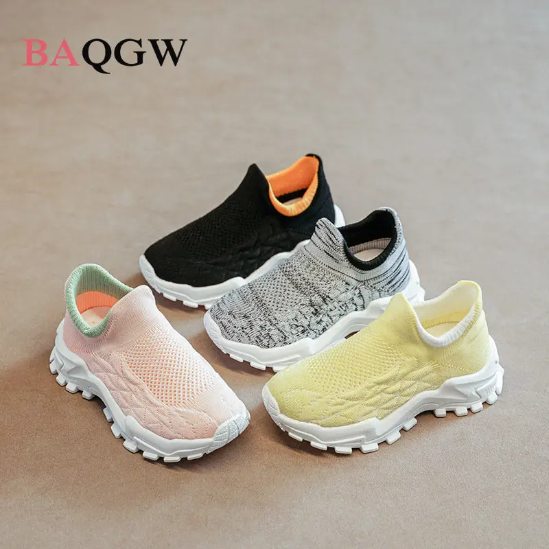 Kids Shoes Non-slip Knit Stretchy Baby Sneaker Casual Flat Lightweight Sneakers Shoes Children Girls Boy Sports Shoes Size 26-37