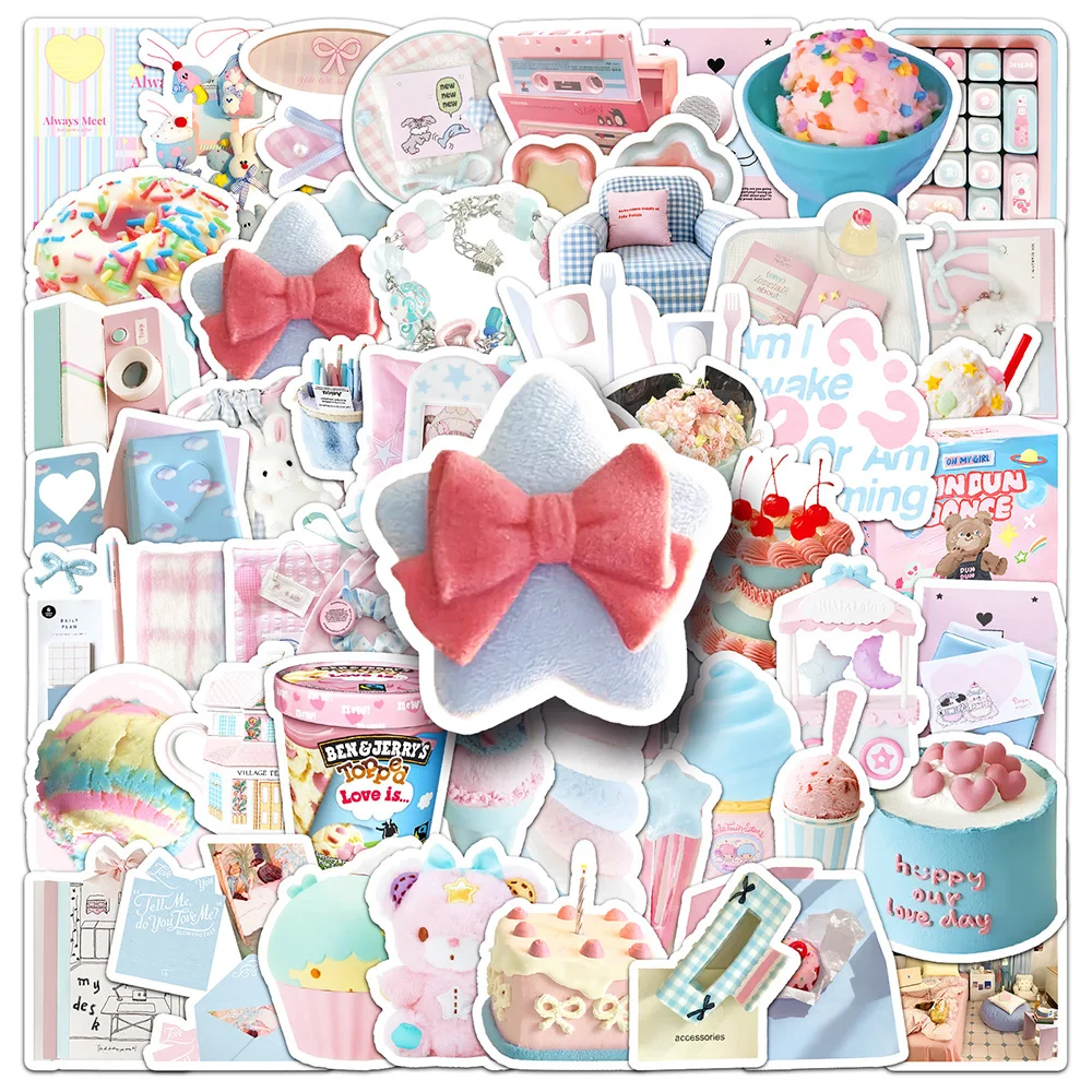 10/30/52 قطعة لطيف الوردي الأزرق Ins نمط ملصقات Kawaii الكرتون الديكور DIY بها بنفسك الأمتعة المحمول دفتر الدراجة الهاتف الاطفال لعبة الكتابة على الجدران #1