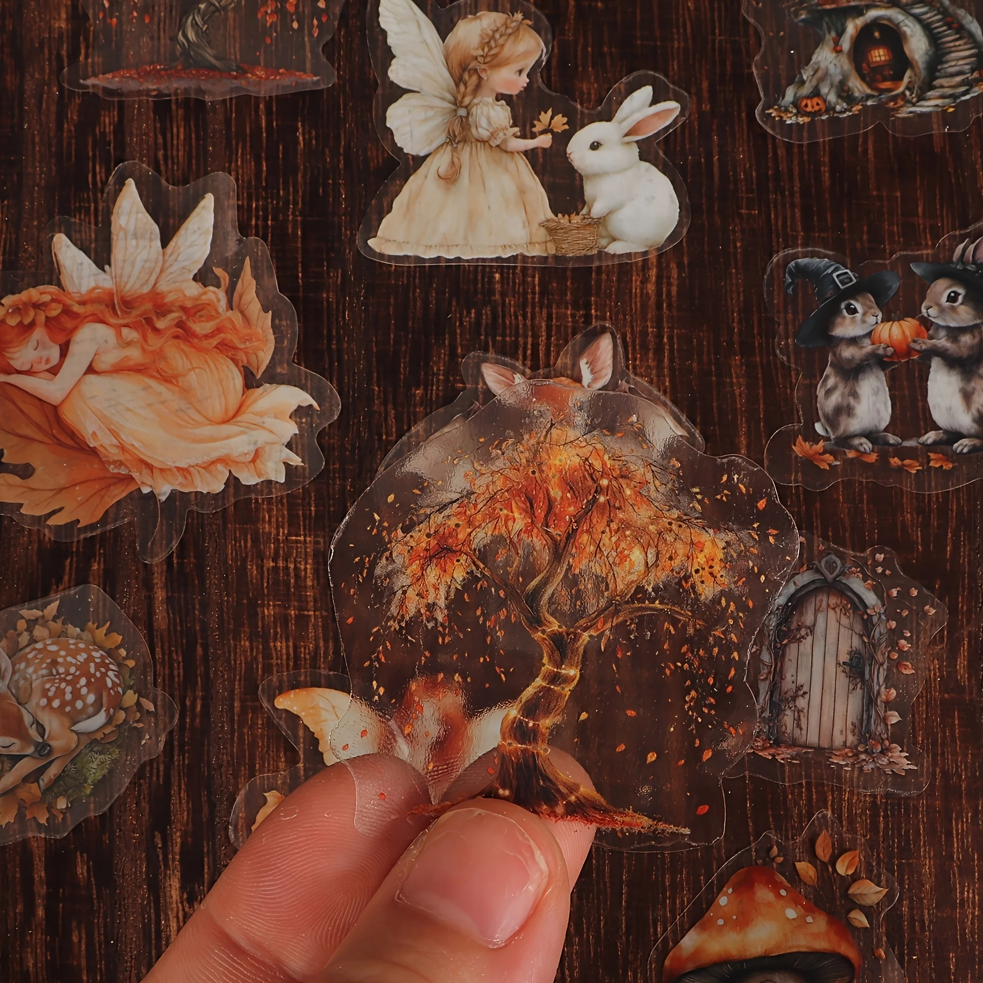 72-84 قطعة مجموعة ملصقات موضوع حيوانات الغابات والغابات لديكور الهالوين، وسجل القصاصات، وديكورات البطاقات البريدية، والكمبيوتر المحمول