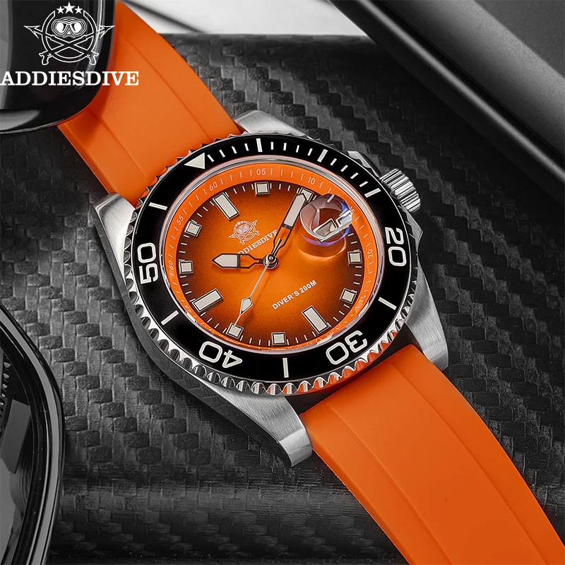 

ADDIESDIVE Watch For Men Fashion Gradient 41mm Rotatable Bezel Quartz Watches Waterproof 20Bar BGW9 Luminous AD2089 Diver Watch