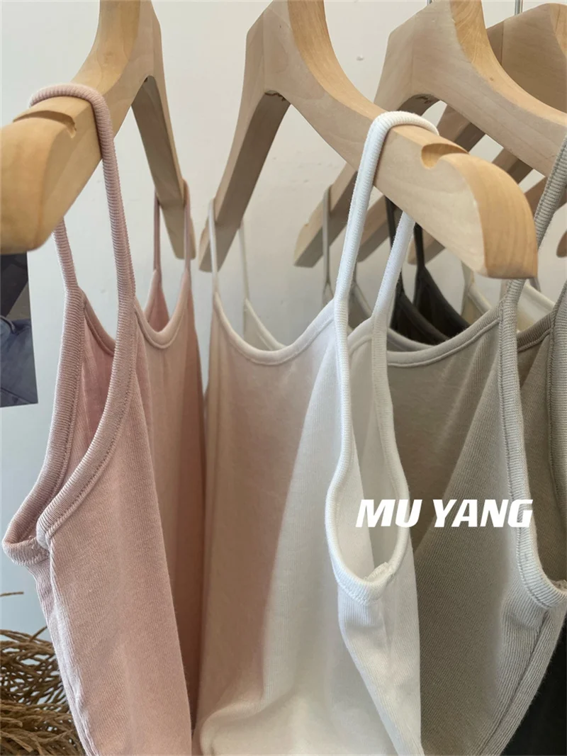 

Мягкая женская майка-топ в ретро-стиле, разноцветная, ультраэластичная, универсальная базовая футболка в корейском стиле с круглым вырезом