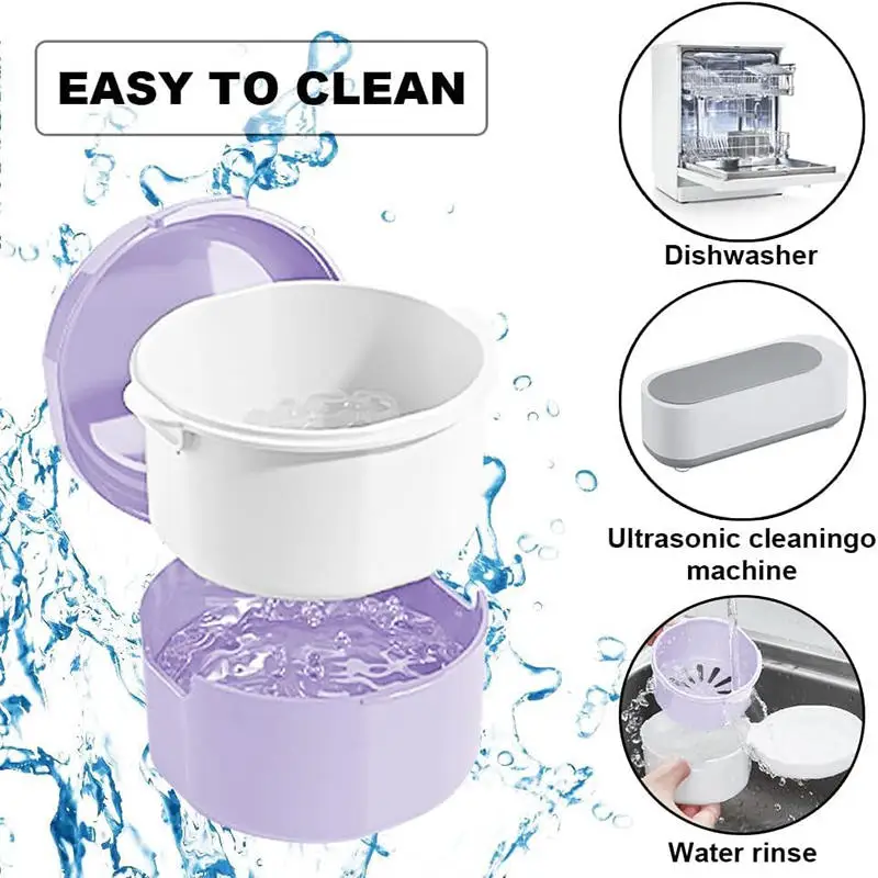 

New Orthodontic Retainer Double Layer Braces Storage Box Soaking Invisible Teeth Denture Cleaning Storaging Portable Belt Case