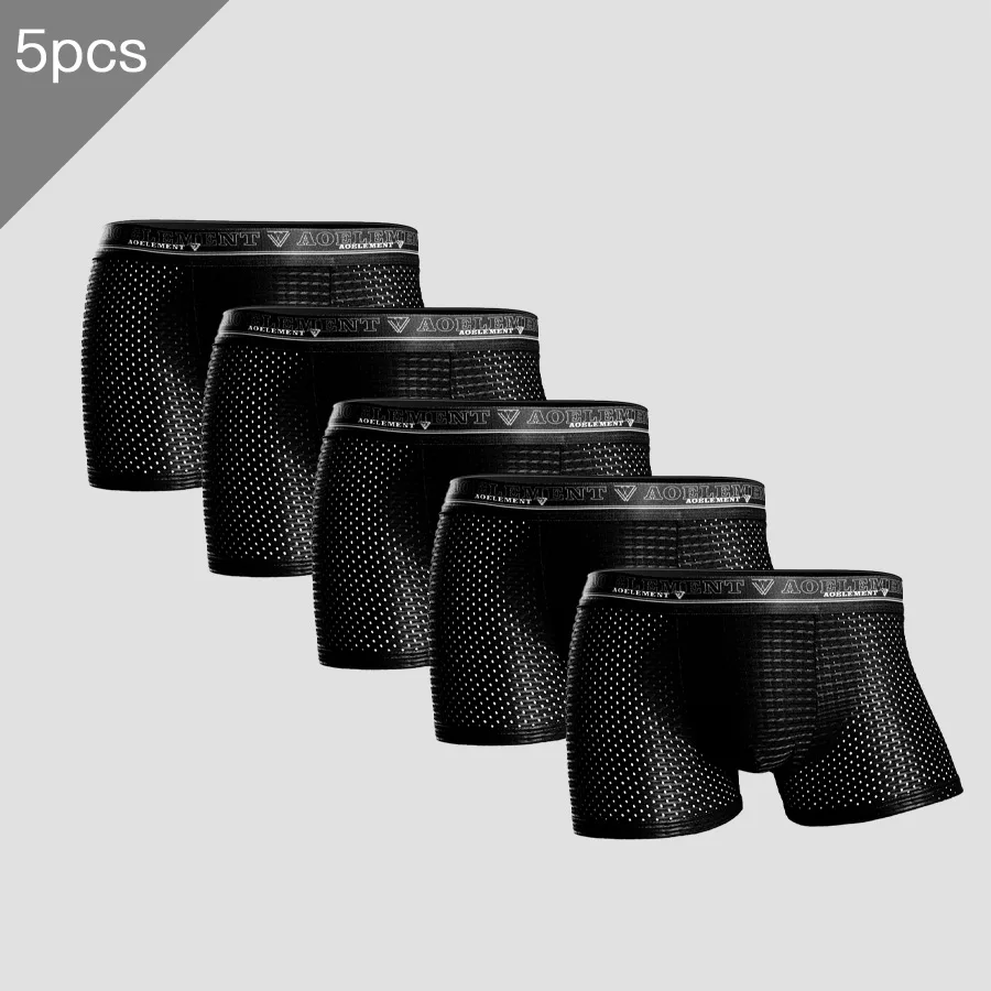 

5 шт. мужские трусы из ледяного шелка, боксеры из модала, сетчатые трусы со средней талией, большие дышащие мужские летние сексуальные трусы из ледяного шелка