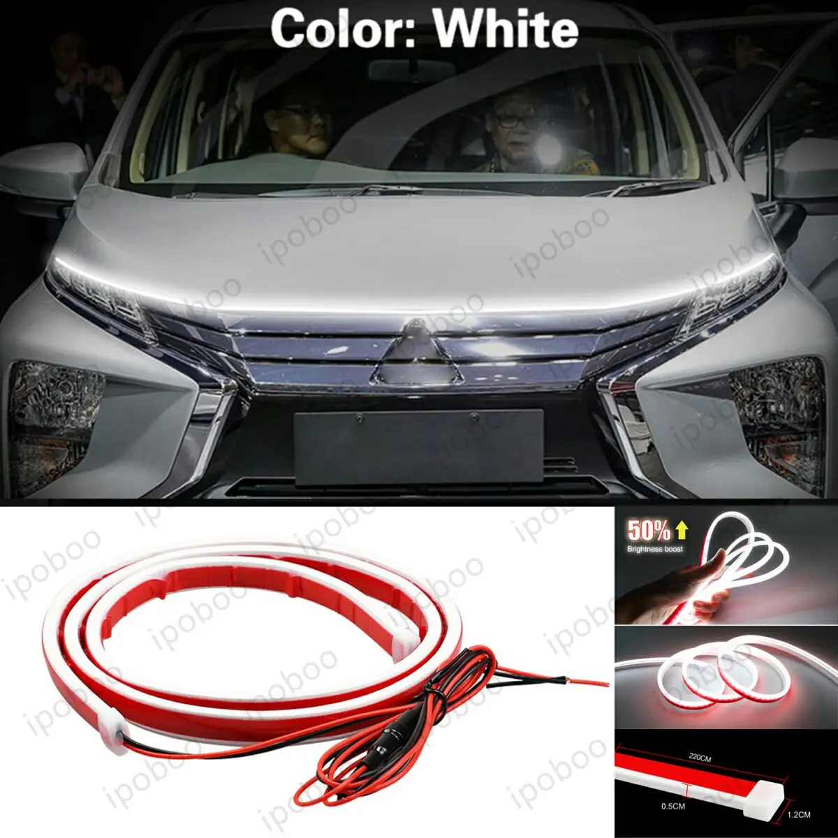 

86" LED Hood Light Strip For Mitsubishi Xpander 17-23 Flexible Dynamic Scan Start Up Hoodbeam Kit Engine Cover Decoration Light