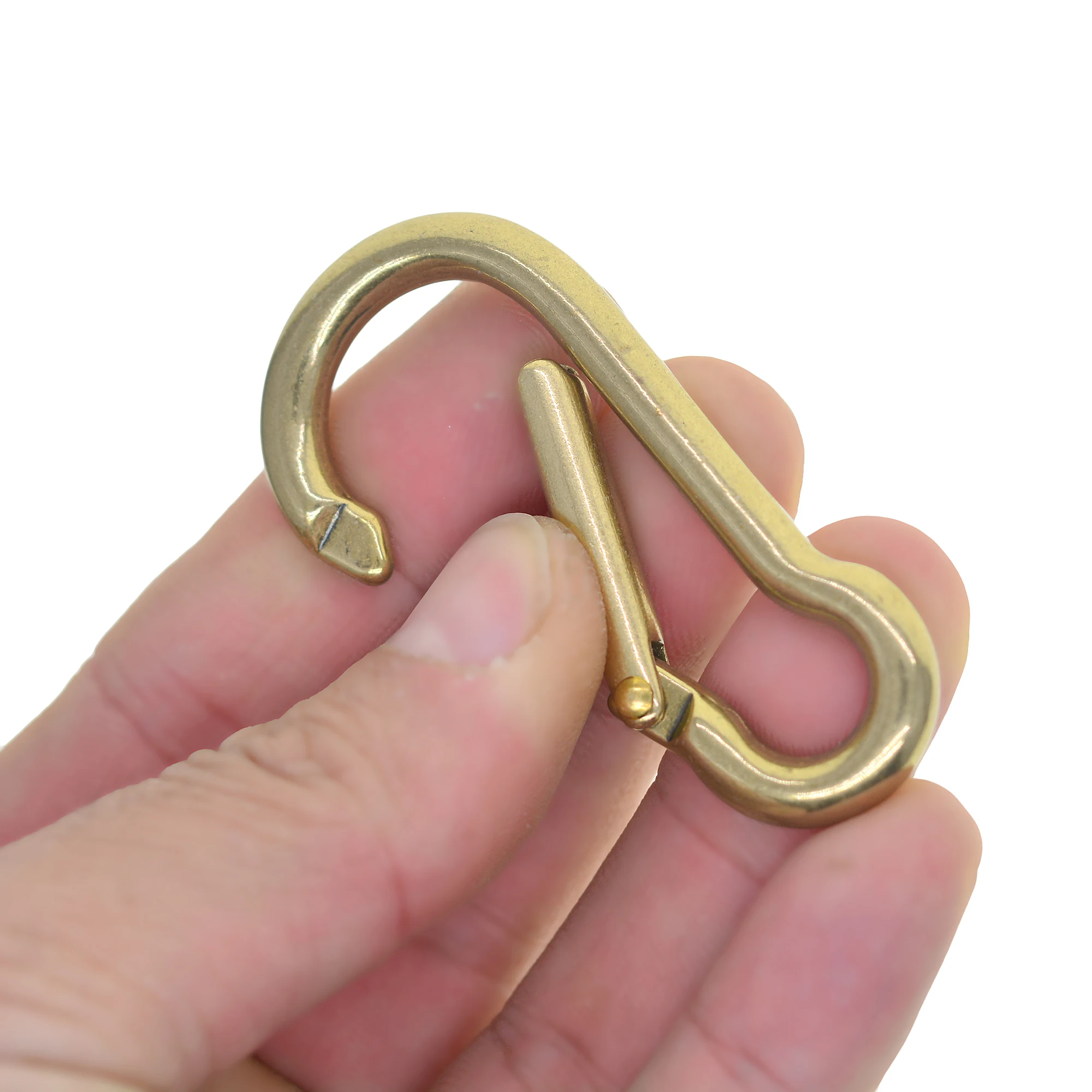 large 2.4 inch Solid brass B Oval Spring load quick release Snap carabiner keychains Hooks clip Purse Shoulder Strap EDC FOB