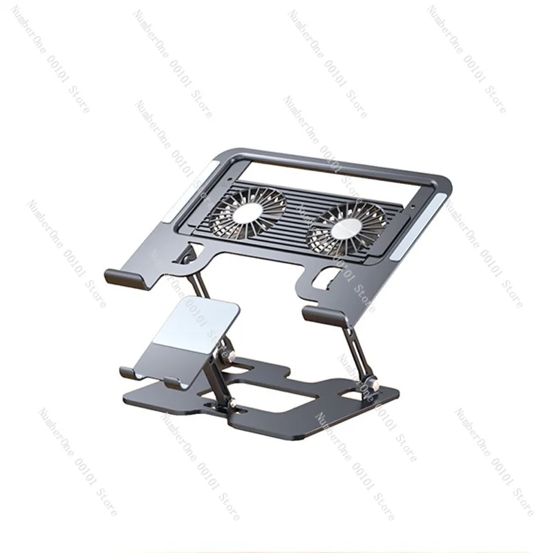 Laptop and Mobile Phone Dual-in-one Cooling Stand with Fan, Silent Gaming Laptop Stand, Height-increasing Cooling Stand