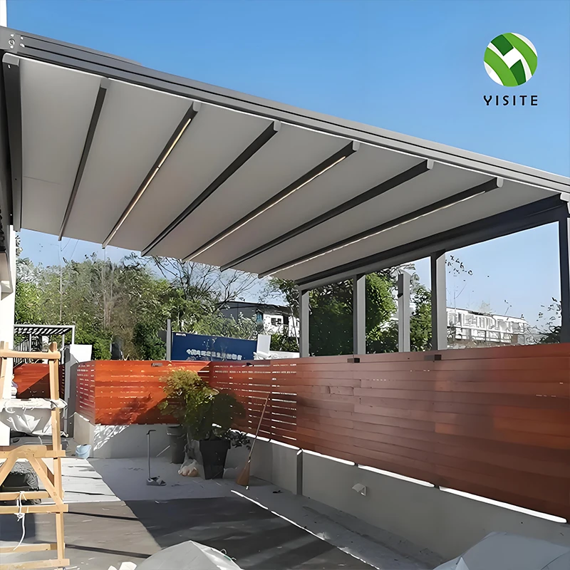 

Electric Aluminum Retractable Canopy PVC Fabric Roof Automatic Aluminum Sunshade and Rainproof Canopy